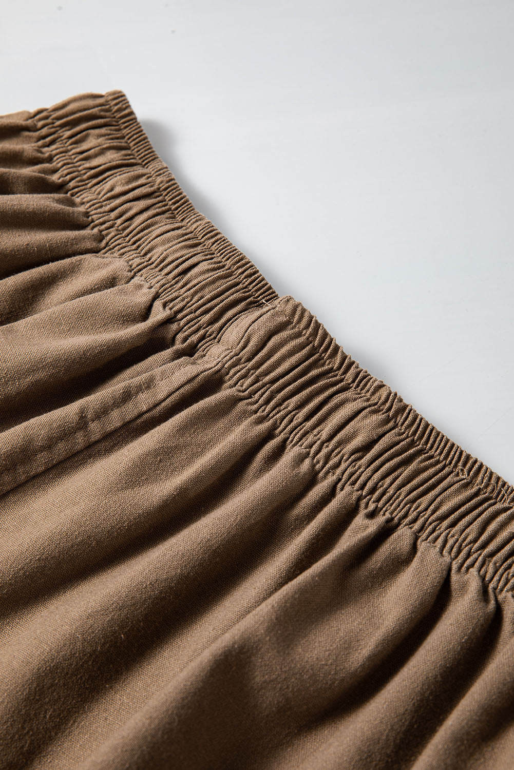 Desert Palm Katoenen Linnen Trekkoord Taille Wijde Pijpen Broek