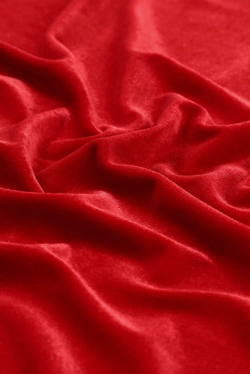 Fiery Red Velvet Open Front Pocketed Long Duster