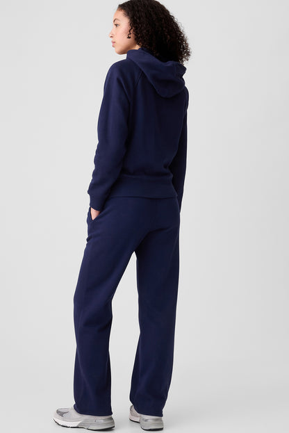 Marineblauwe vaste kleur trekkoord taille casual rechte broek