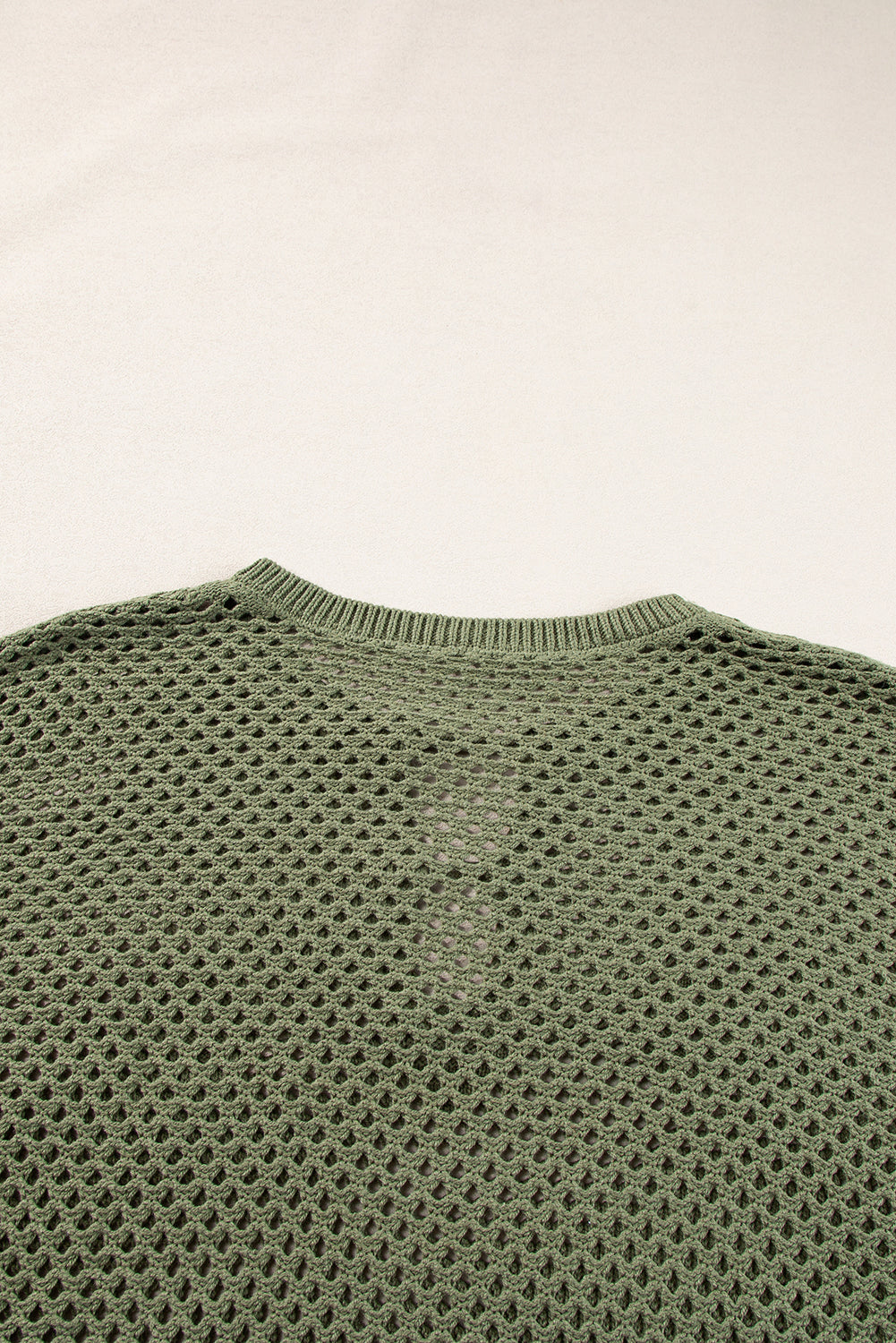 Vineyard Green Open Knit Buttoned Neck Split Sleeve Sweater