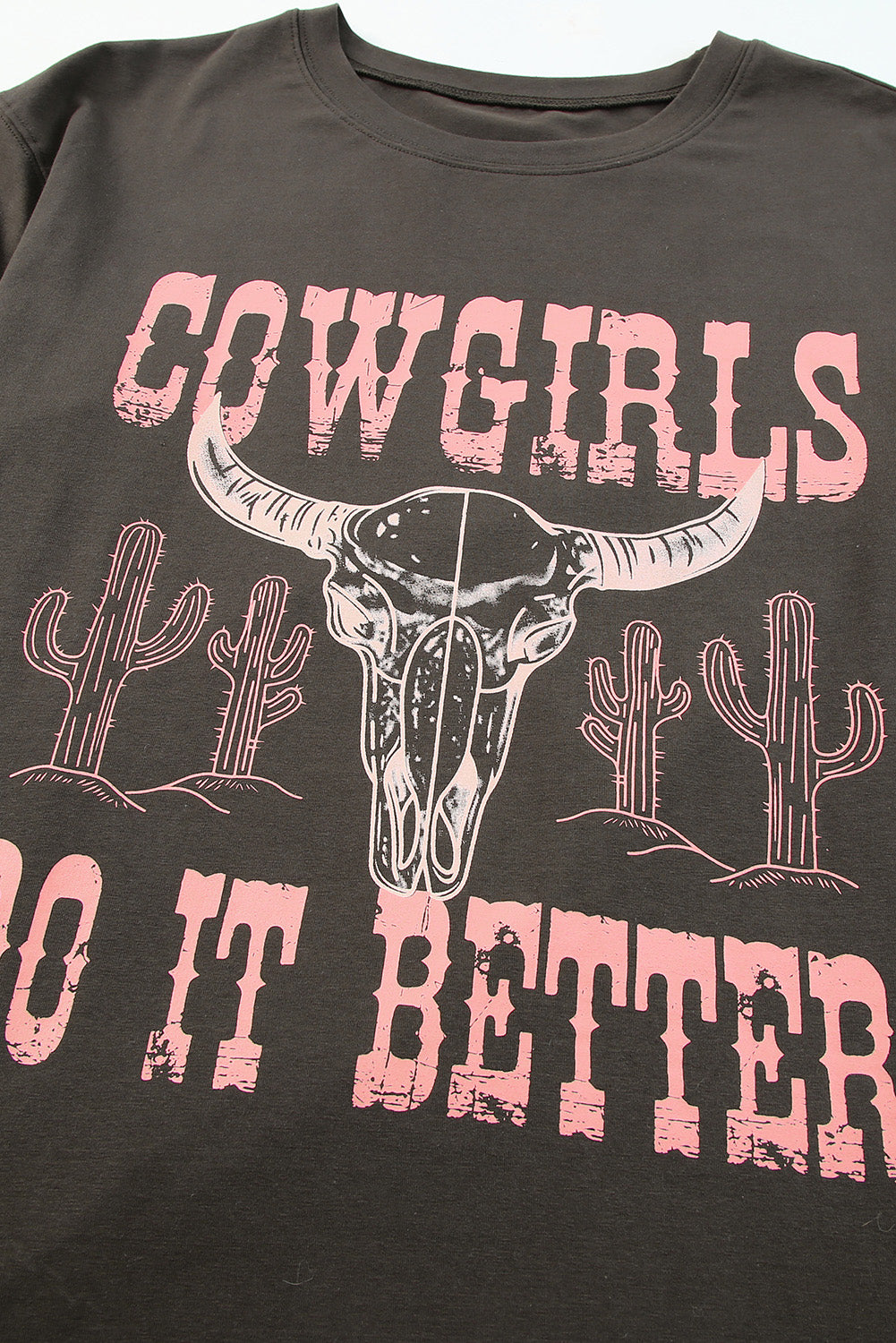 Grijze COWGIRLS DO IT BETTER Oversized T-shirt met grafische print