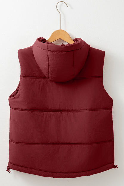 Klei Zip-up Zijzakken Capuchon Puffer Vest