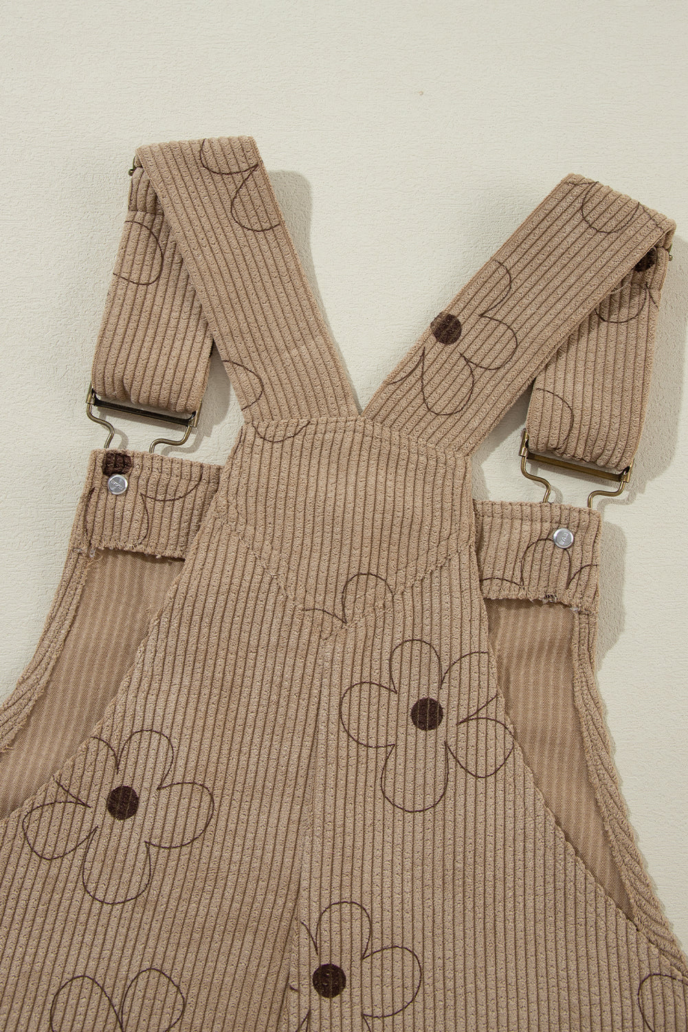 Kaki corduroy overall met bloemenprint