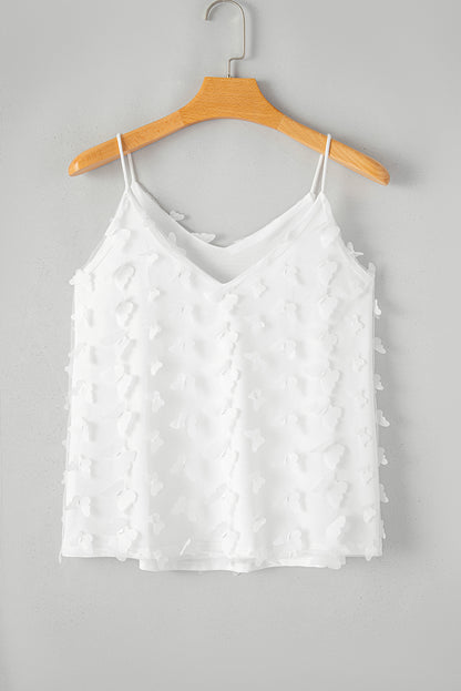 Witte tanktop met mesh-overlay met vlinderappliqué