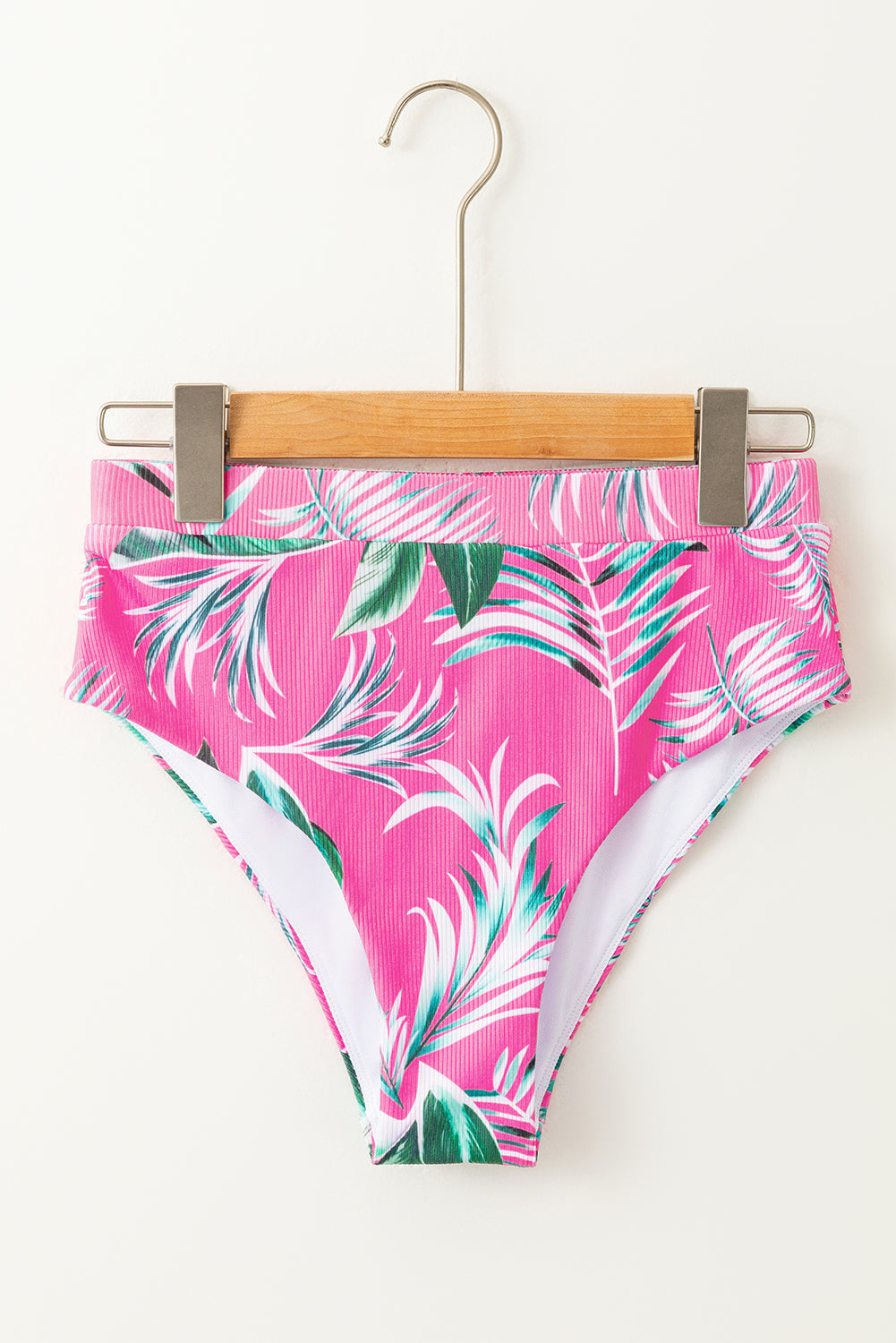 Getextureerd bikinibroekje met roze tropische print