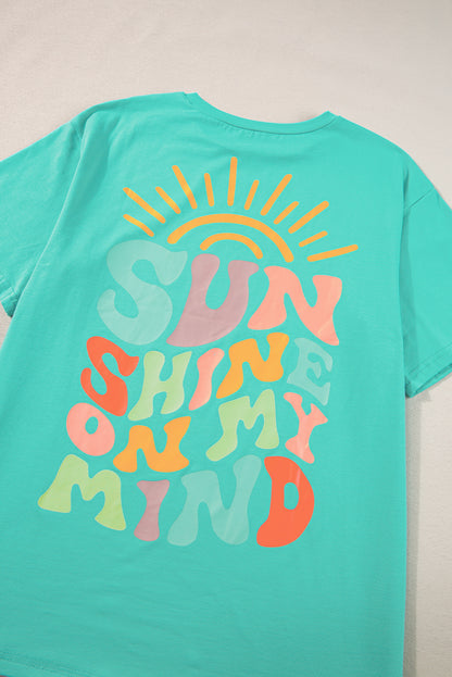 Mintgroen SUNSHINE ON MY MIND grafisch T-shirt