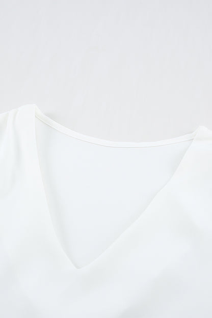 White V Neck Short Sleeve Tee