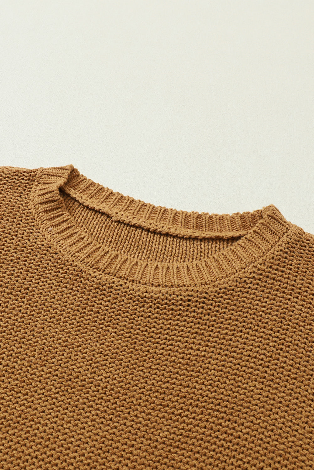 Brown Slouchy Textured Knit Loose Sweater