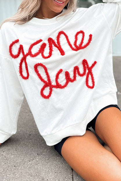 Witte T-shirt met grafische print en vallende schouders voor Game Day