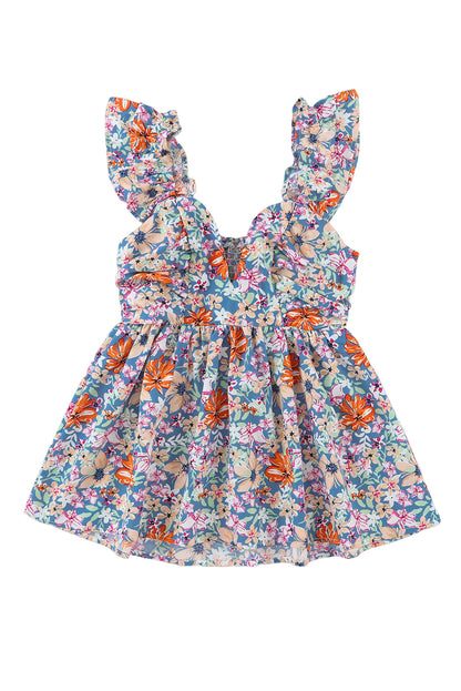 Veelkleurige bloemen ruches bandjes Sweetheart Peplum tanktop