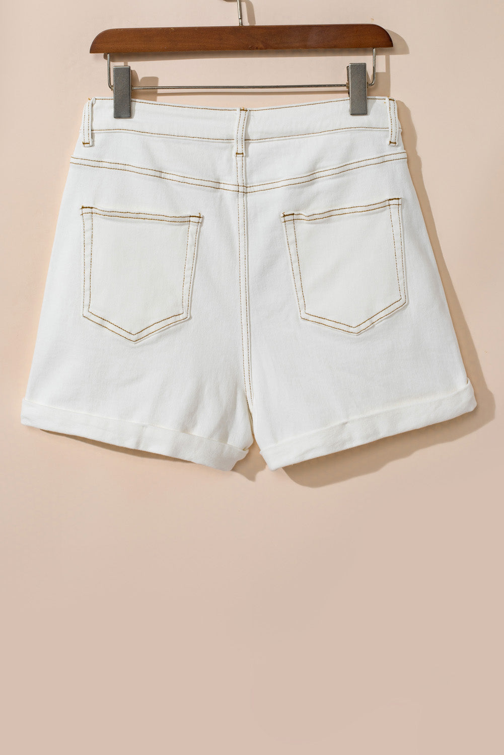 Witte asymmetrische taille ontwerp stijlvolle denim shorts