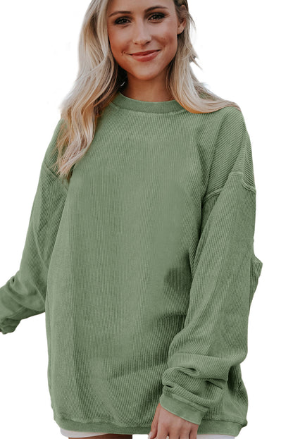 Grasgroen geribbeld corduroy oversized sweatshirt