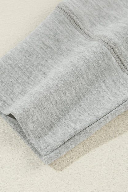 Light Grey Exposed Seam Collared Pocketed Loose Sweatshirt