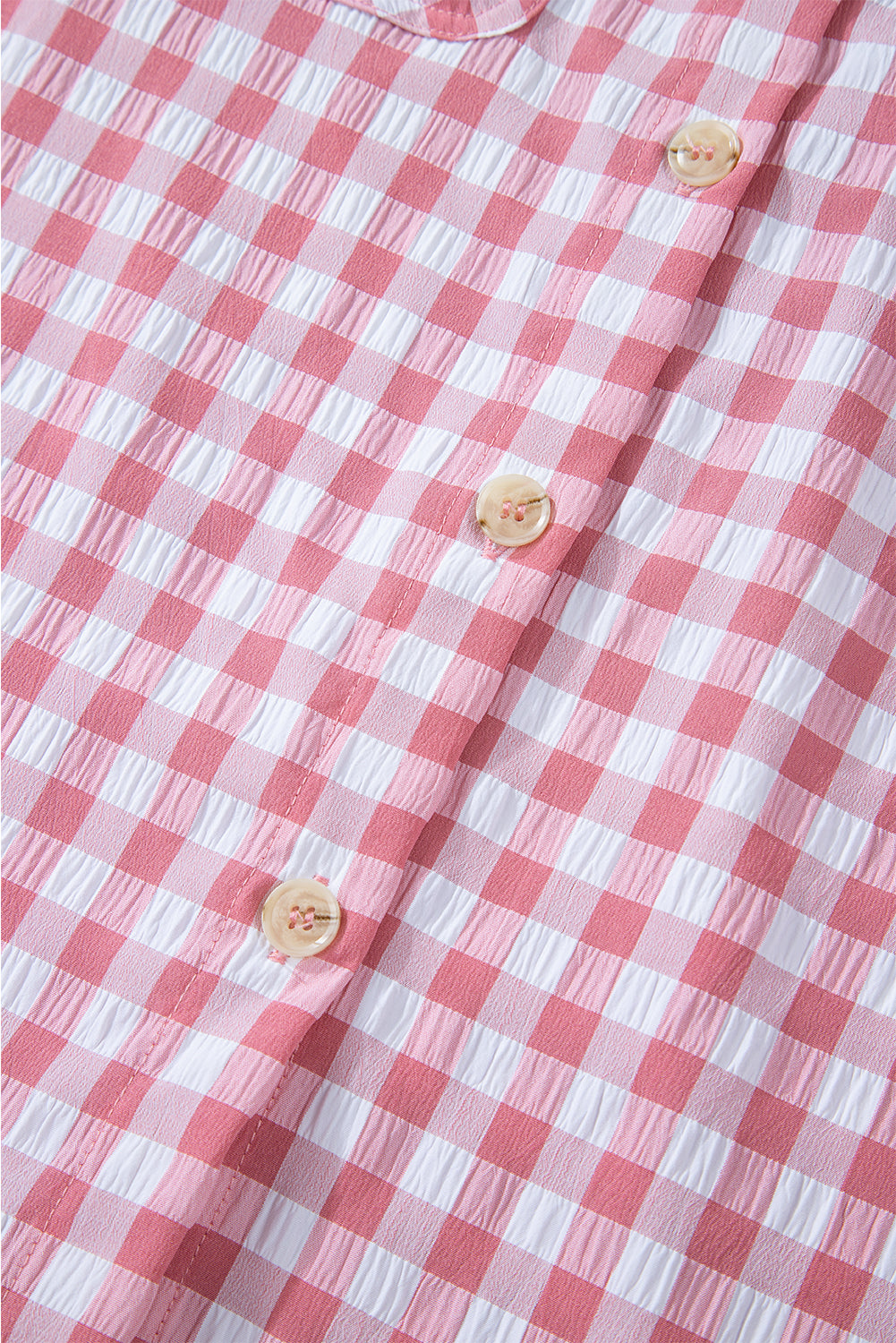 Pink Gingham printkastvakken geknoopte kraagshirt geknoopt