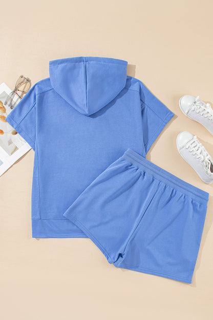 Sky Blue casual ritssluiting met korte mouwen en shorts set