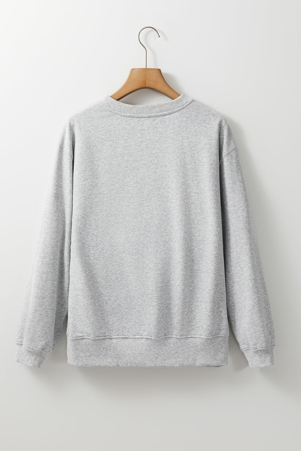 Orange Plain Drop Shoulder Crewneck Pullover Sweatshirt