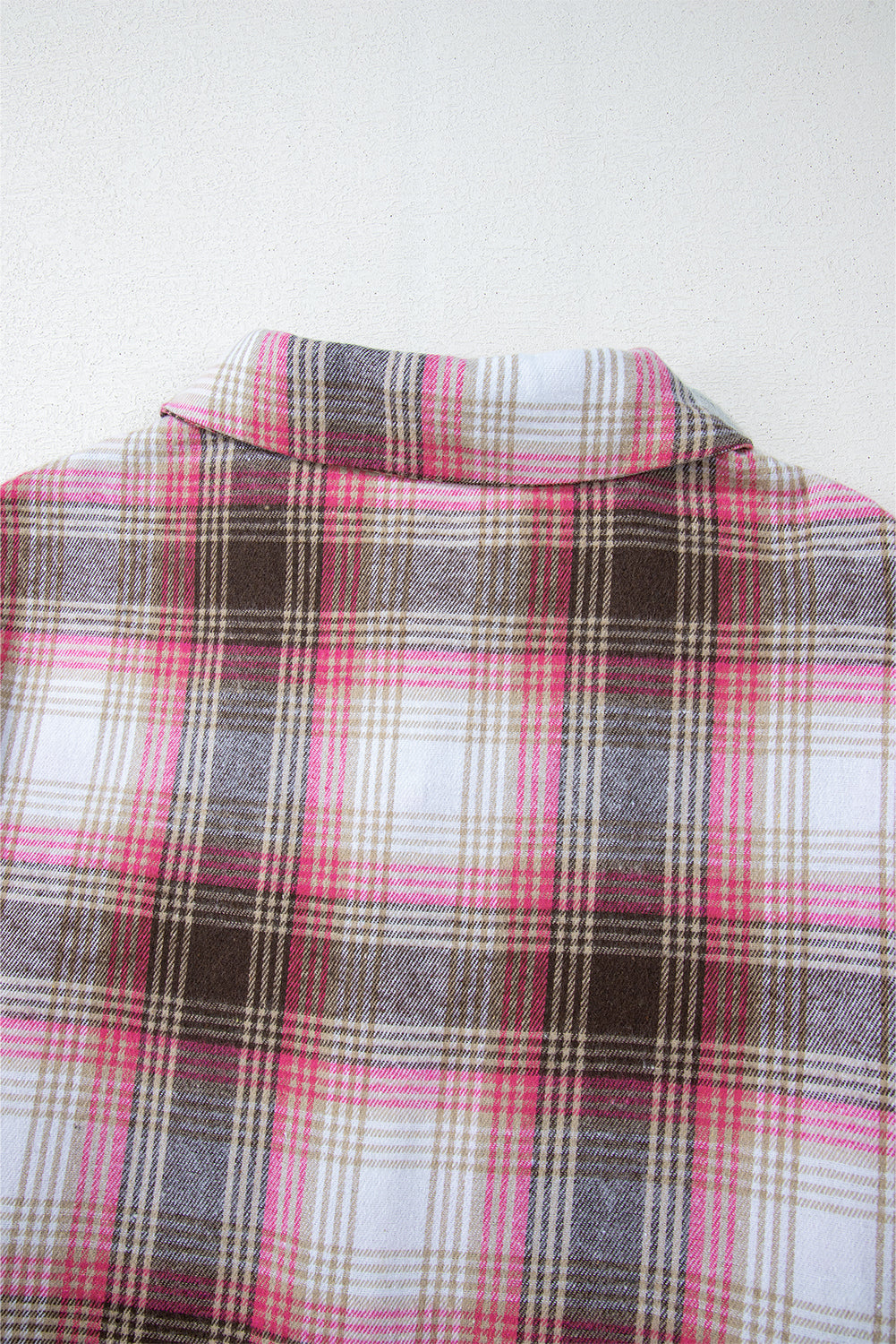 Pink Plaid Flap Pocket Button Up Shacket