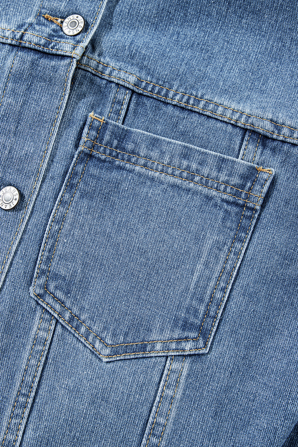 Lichtblauw gewassen oversized denim jack met zakken