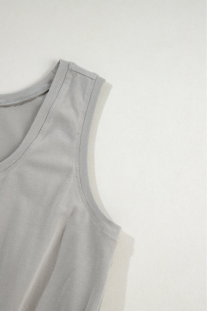 Gray Sleeveless Drawstring Waist Mini Dress