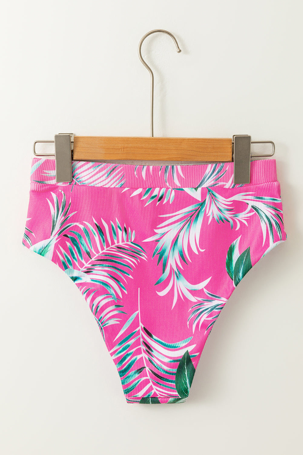 Getextureerd bikinibroekje met roze tropische print