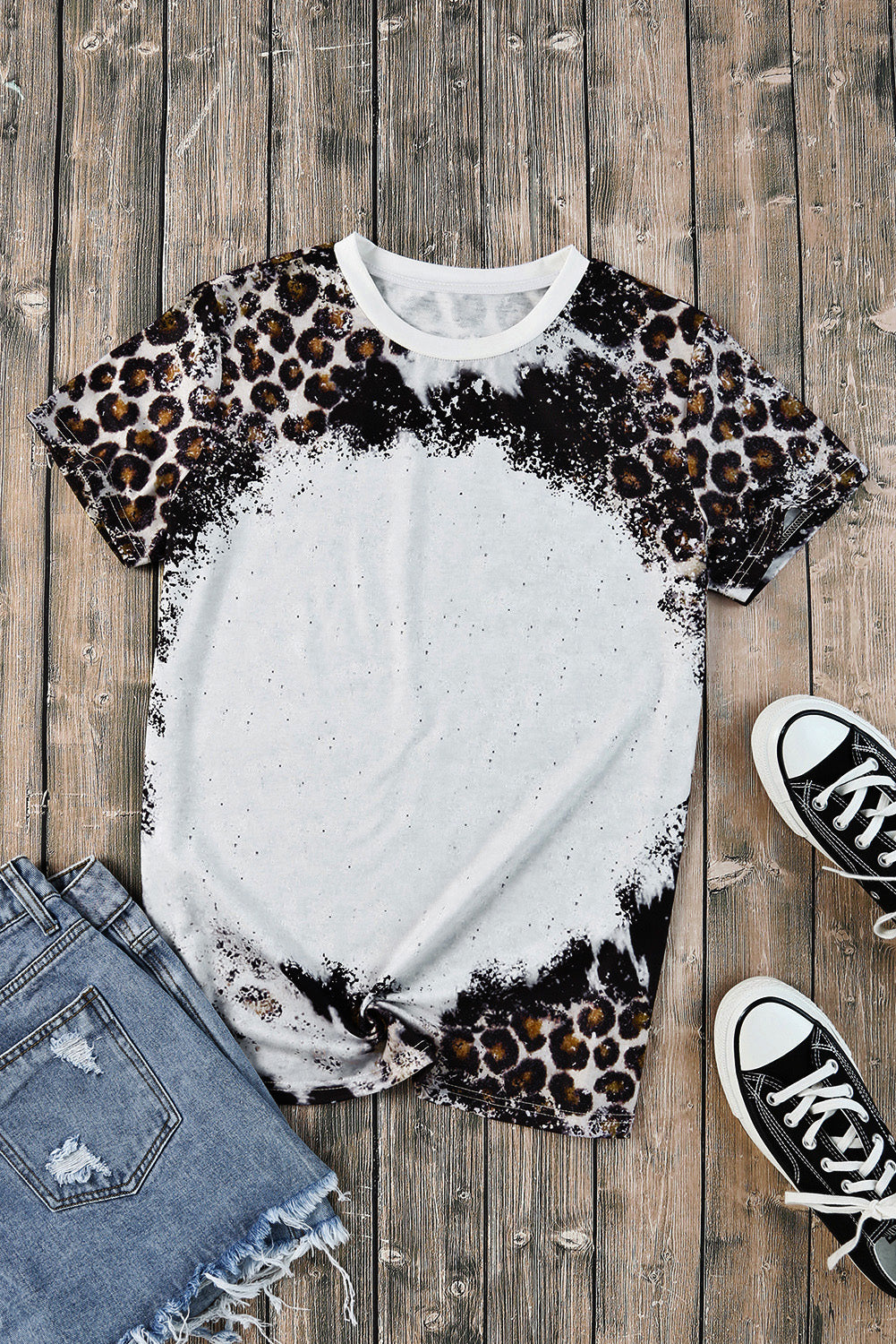 Leopard Mix Animal Print Bleached T Shirt