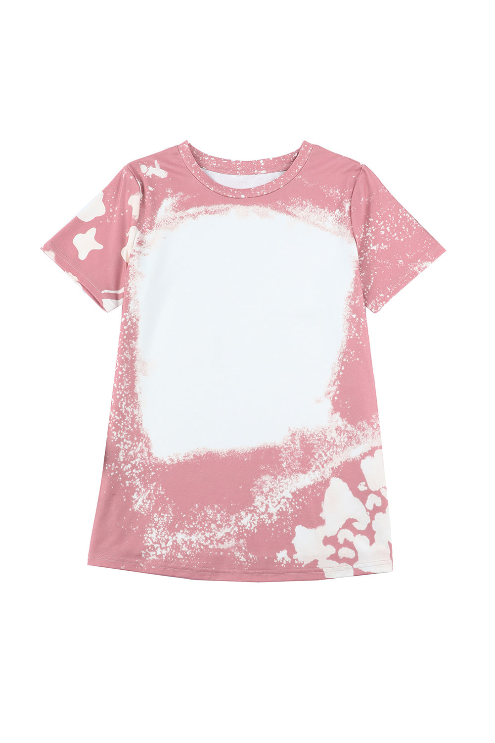 Pink Tie Dye Color Bleached Short Sleeve T Shirt