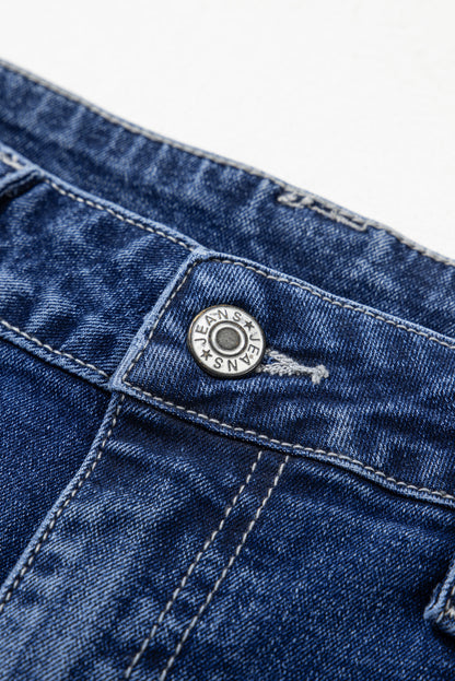 Zeil blauw wide poot pocket hoge taille jeans