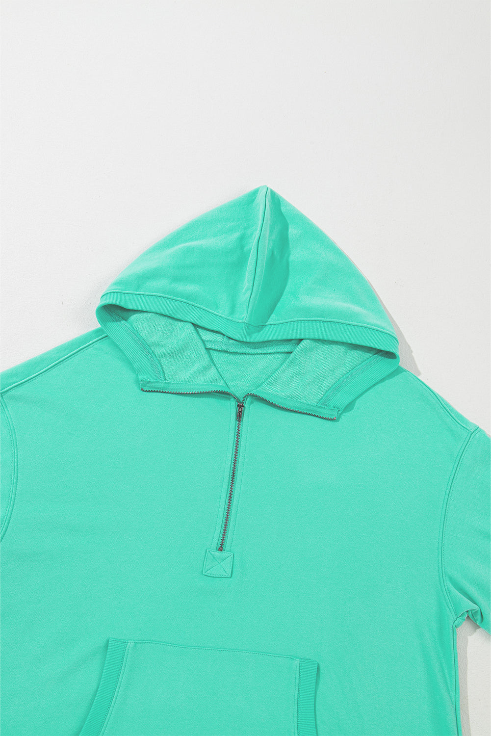 Orange Solid Kangaroo Pocket Half Zipper Oversized Hoodie