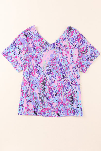 Roze los geschilderd bloement-shirt