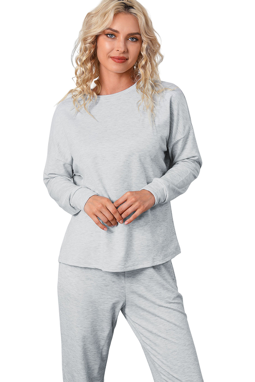 Grijze loungeset met trui en joggingbroek met lange mouwen