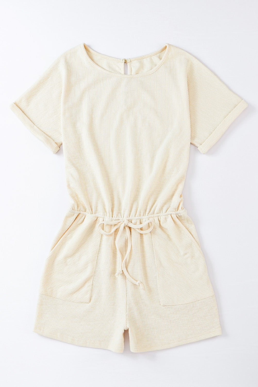 Beige geribbelde romper met elastische taille