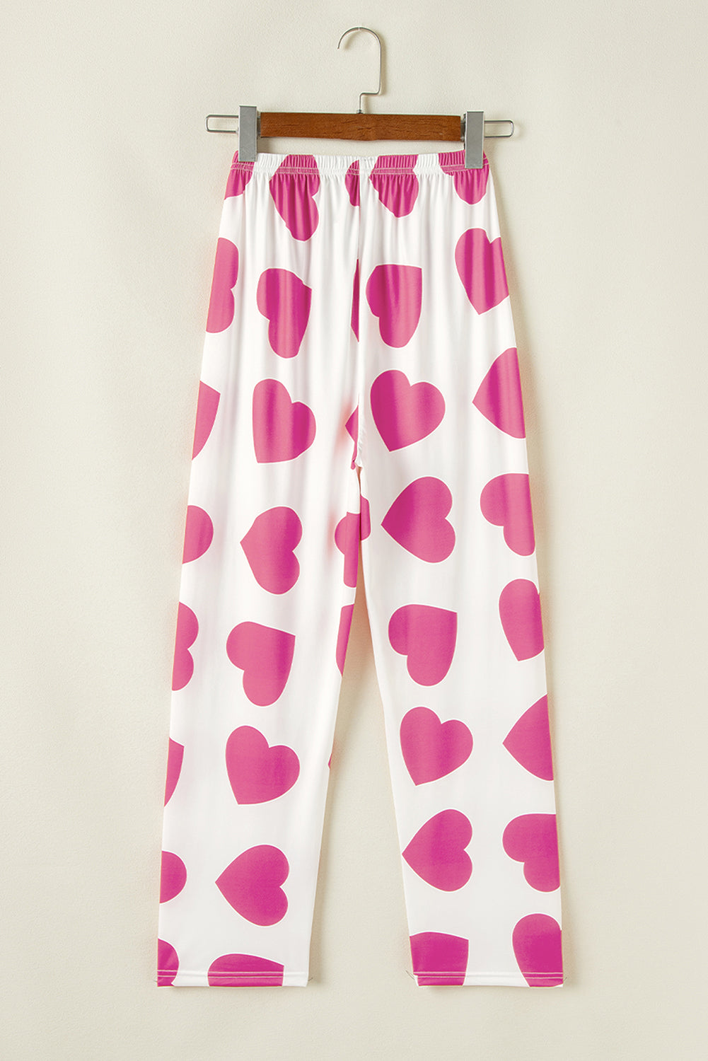 Roze gegolfde tanktop en hartprint broek lounge set